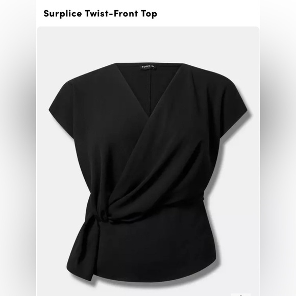 TORRID 00 0X XL Black Crepe Twist Front Surplice Top NWT R$46 - Picture 3 of 9